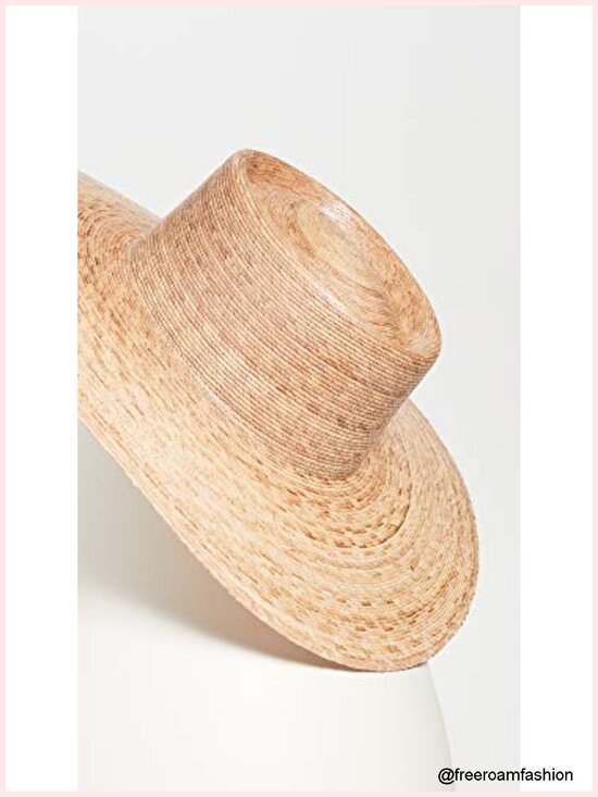 Palm Leaf Wide Brim Boater Sun Hat with Elastic Band